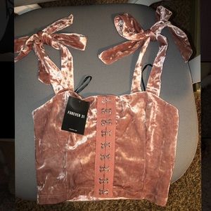 Pink tank crop top- size small, new with tags